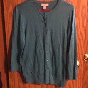 Loft bluish green long sleeve cardigan. Size M